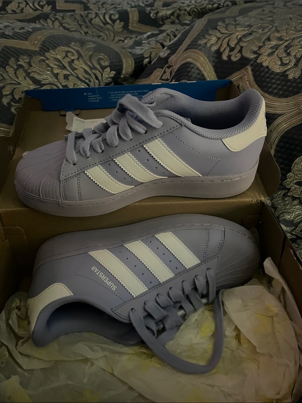 adidas Lavender Superstar Sneakers with White Stripes